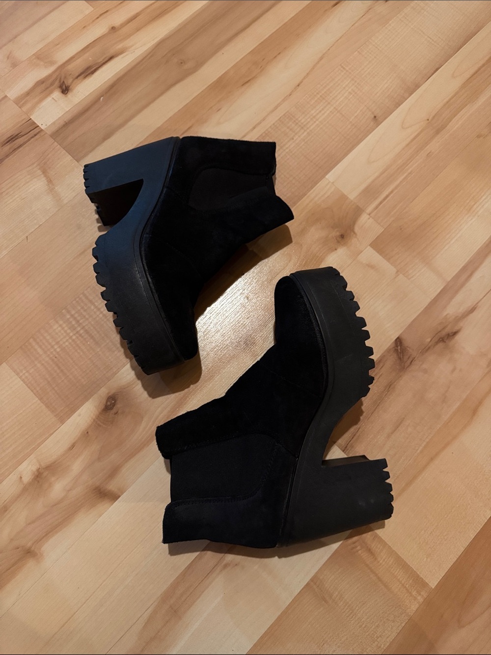 Steve Madden Black Platform Lug Heel Ankle Boots